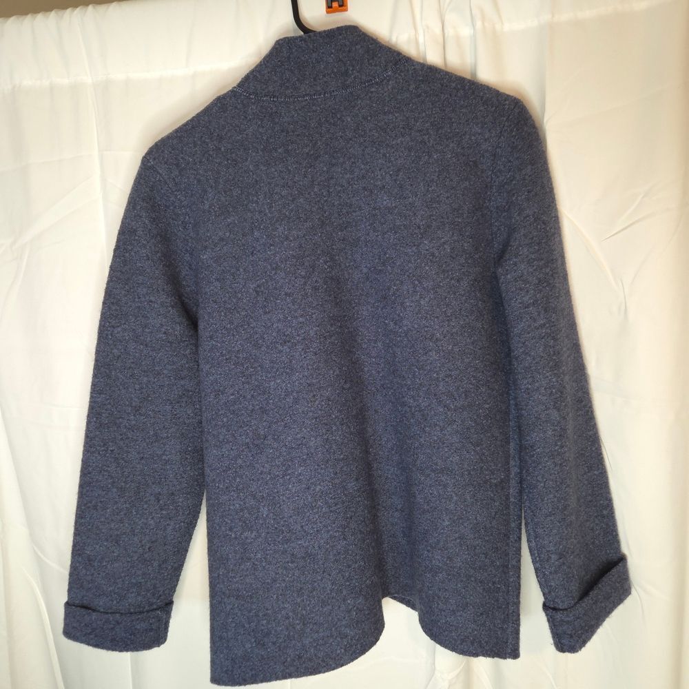 Eileen Fisher 100% Wool Zip Jacket Blue Boiled Wool Minimalist Lagenlook Casual - Picture 9 of 9